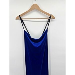 Whimsigoth Y2K Shein Curve Women 2XL Maxi Slip Dress Velvet Blue Jewel Sapphire